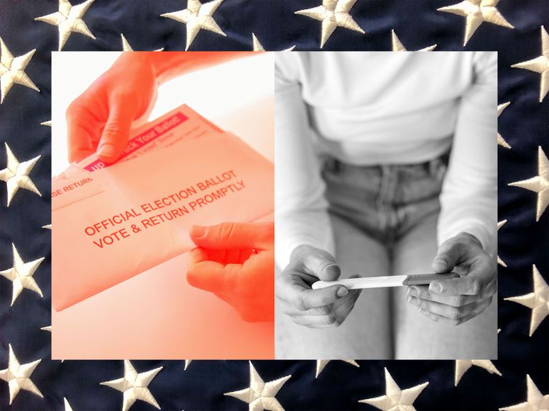Ballot, Poster, Adult, Person, and Pregnancy Test